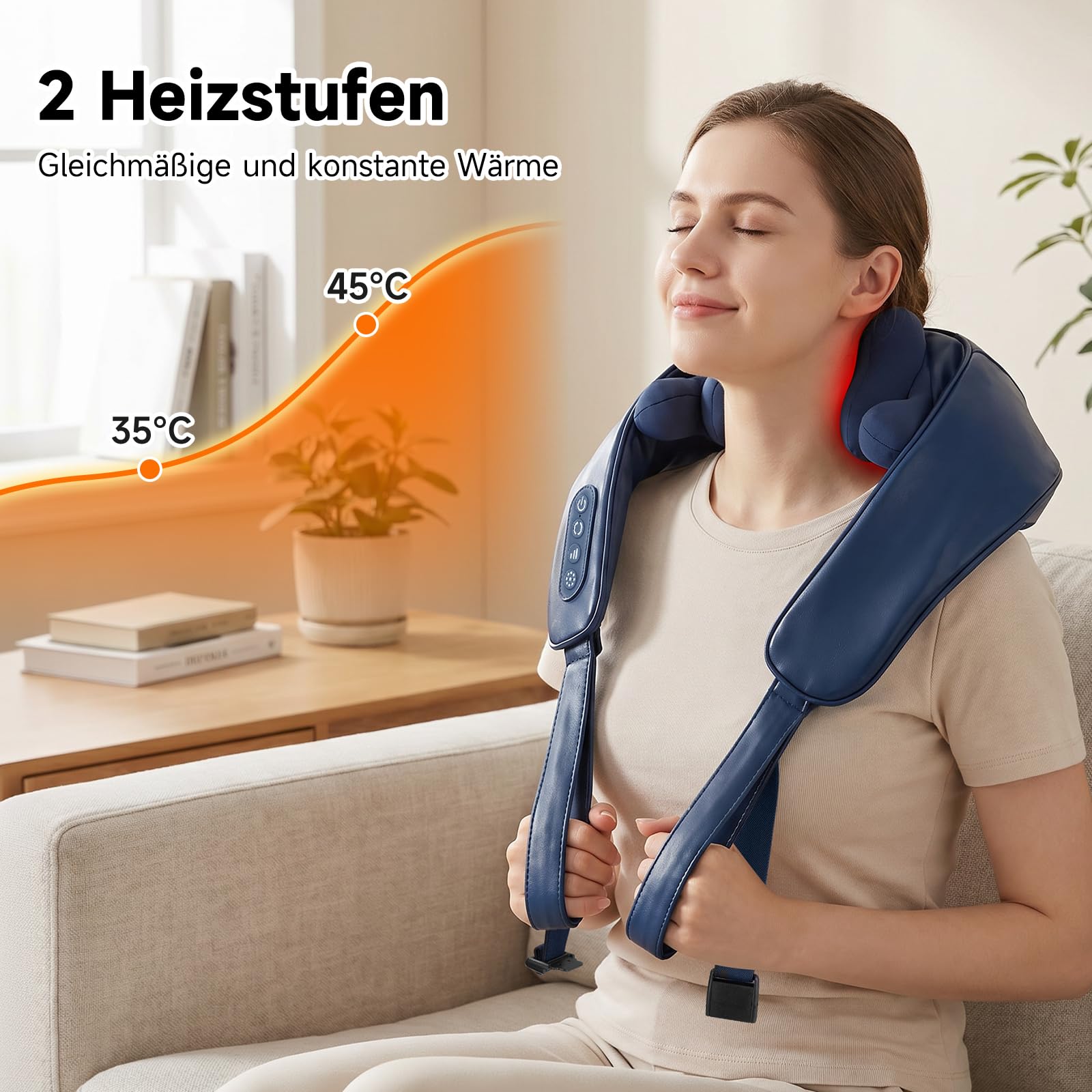 8D Shiatsu Massagegerät Pro, Kabellos Nackenmassagegerät mit Wärme