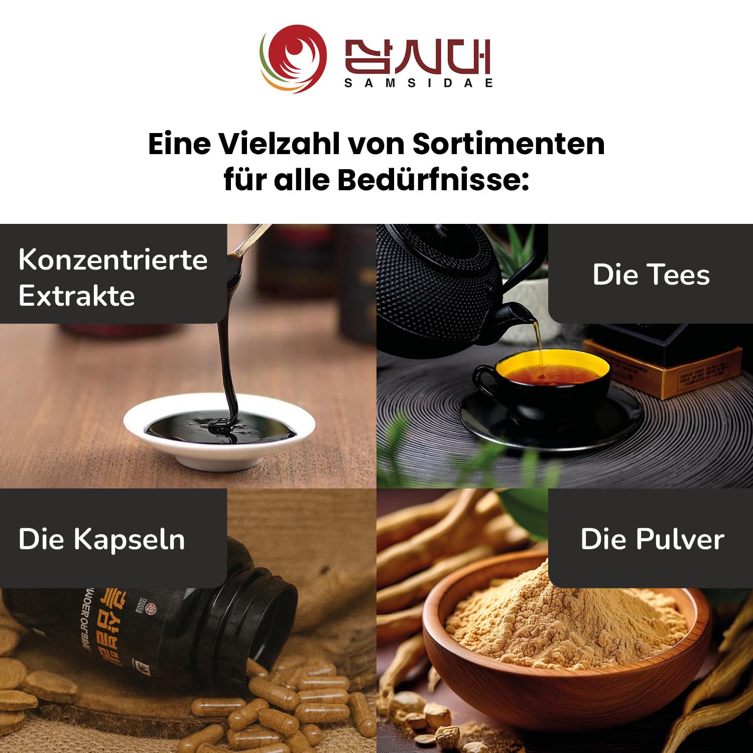 SAMSIDAE - Koreanischer Schwarzer Ginseng Extrakt, Erhöhte Ginsenoside, 80 mg/g Saponine, 4-6 Jahre Alte Wurzeln, Premium Qualität, 45-Tage-Vorrat, 50g