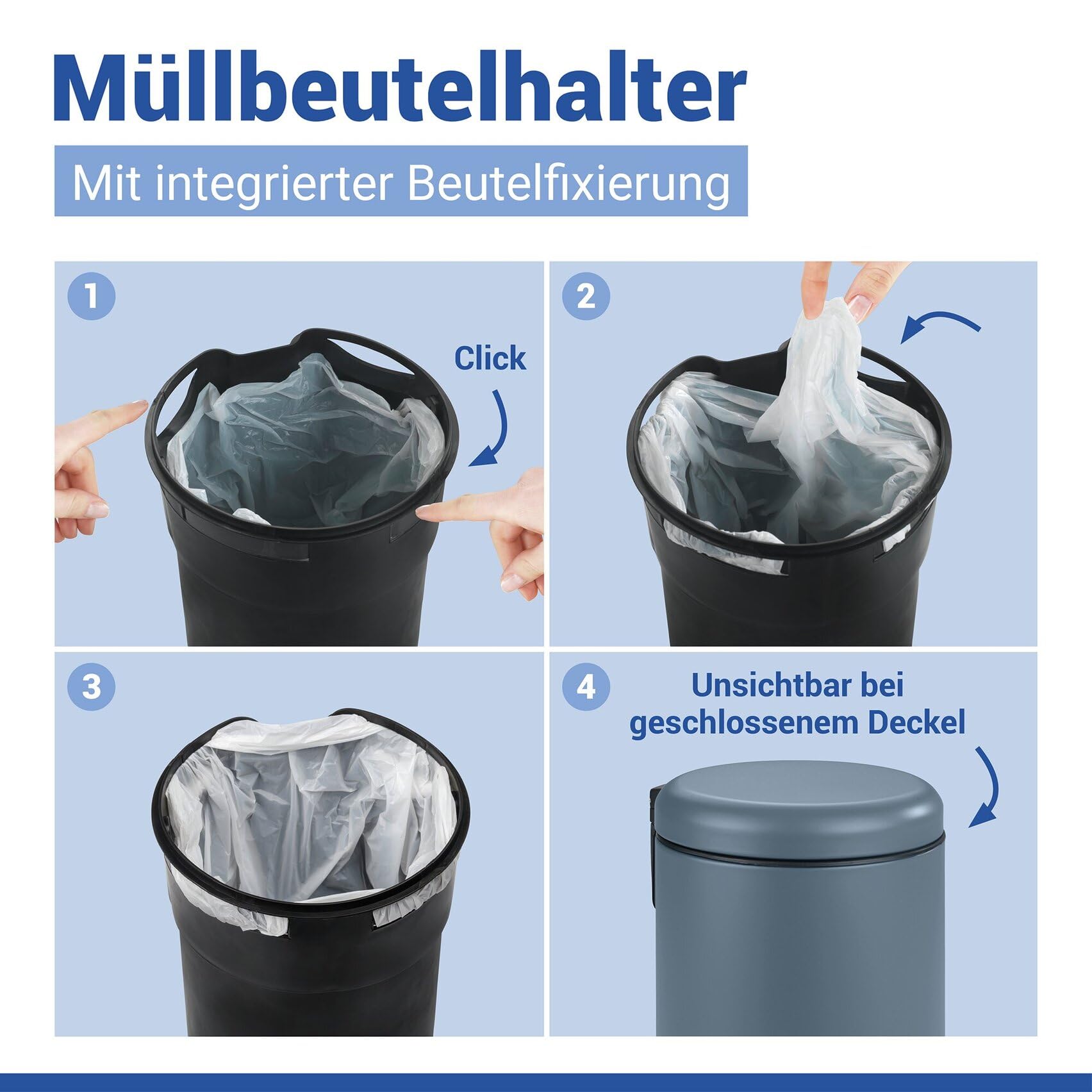 Poubelle à pédale Davos noire 6,5L | WENKO