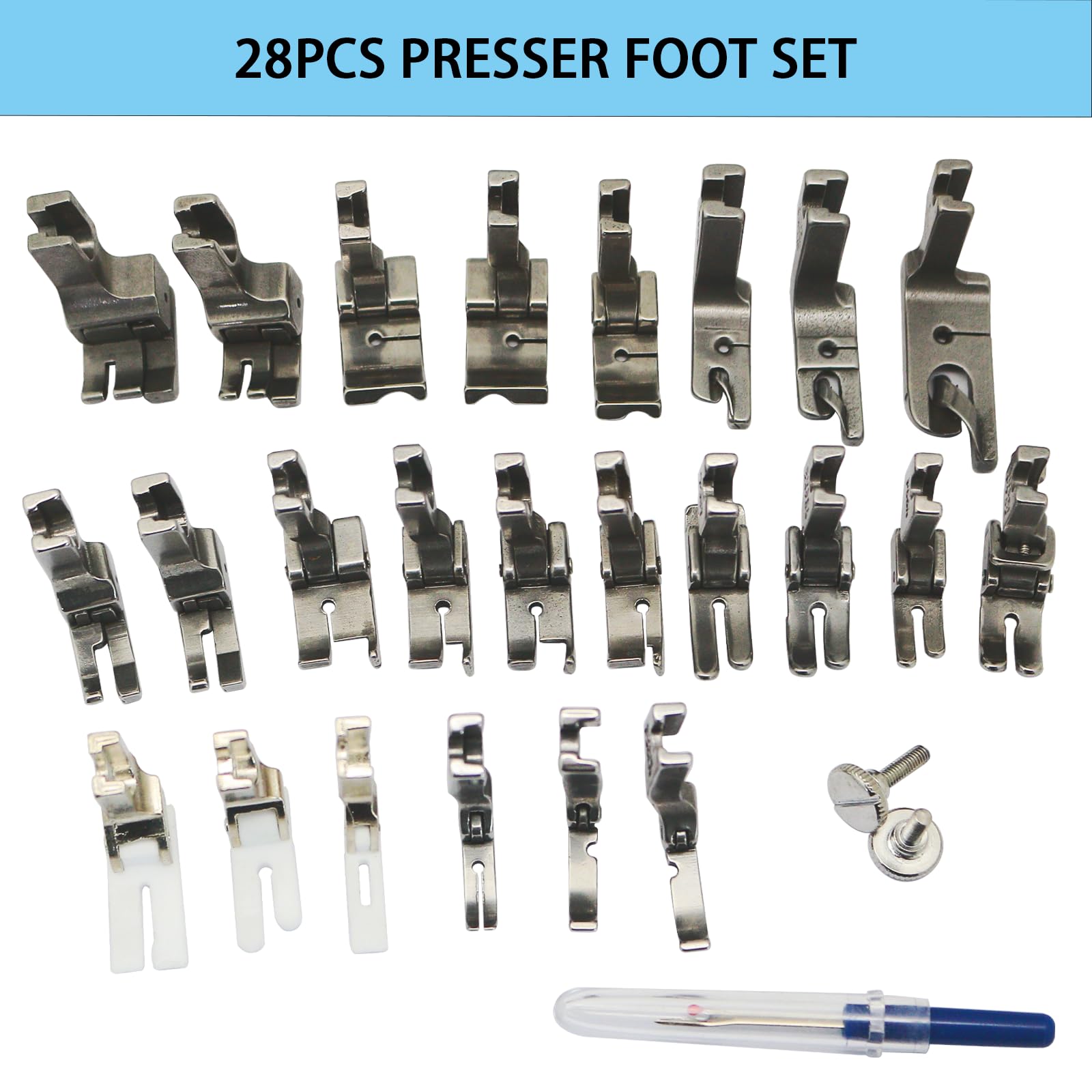 FQTANJU 28PCS Industrial Presser Foot Set Compatible with JUKI DDL-555 DDL-5550 DDL-5600 DDL-8300 Brother B705 B70 7B715 B716 B735 Singer 188K 191D 195K 196K - Image 2