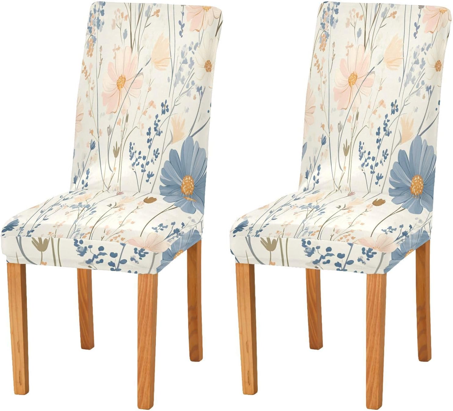 ALAZA Chair Covers for Dining Room, Natural Colors Daisy Field Floral Stretch Chair Cover Sets Chair Protector Removable Washable for Ktichen Restaurant Hotel