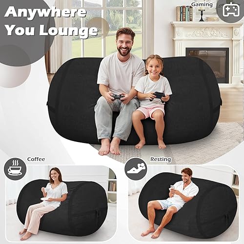 Miniatura 107 de HABUTWAY Puf gigante de 2 pies para adultos, con relleno de espuma viscoelástica, puf grande con funda de terciopelo holandés extraíble para sala de