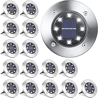 Luci Solari Da Giardino Nipify, 16 Faretti LED Sepolti - Illuminazione Automatica Notturna, Impermeabili IP65 - Foto 11