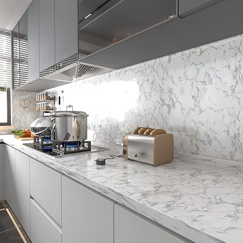 Miniatura 8 de VOLEAAR Papel de contacto de mármol rosa de 15.7 x 393.7 pulgadas, película de vinilo autoadhesiva, extraíble, impermeable, para encimera, gabinete,