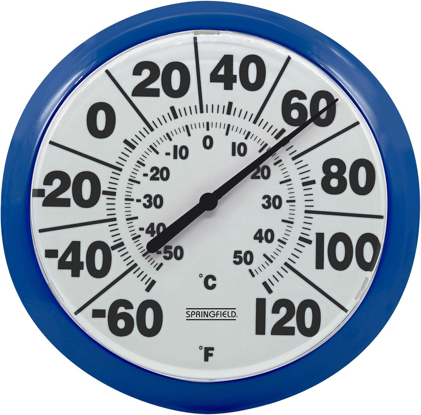 Springfield 8" Indoor/Outdoor Dial Thermometer, Blue