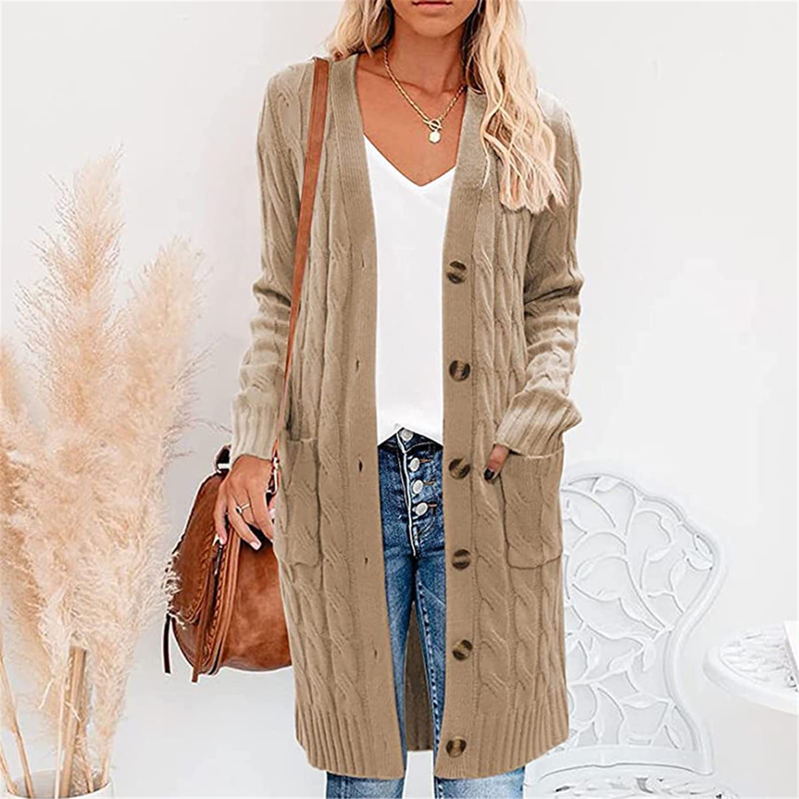 Amazon.co.jp: カーディガン レディース 女性の長袖基本ニット  