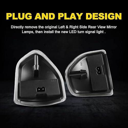 Miniatura 5 de Jinfili Espejo de remolque lateral LED de repuesto para Dodge Ram 1500, 2010-2018, Dodge Ram 2500 3500 68302828AA 68302829AA lente transparente