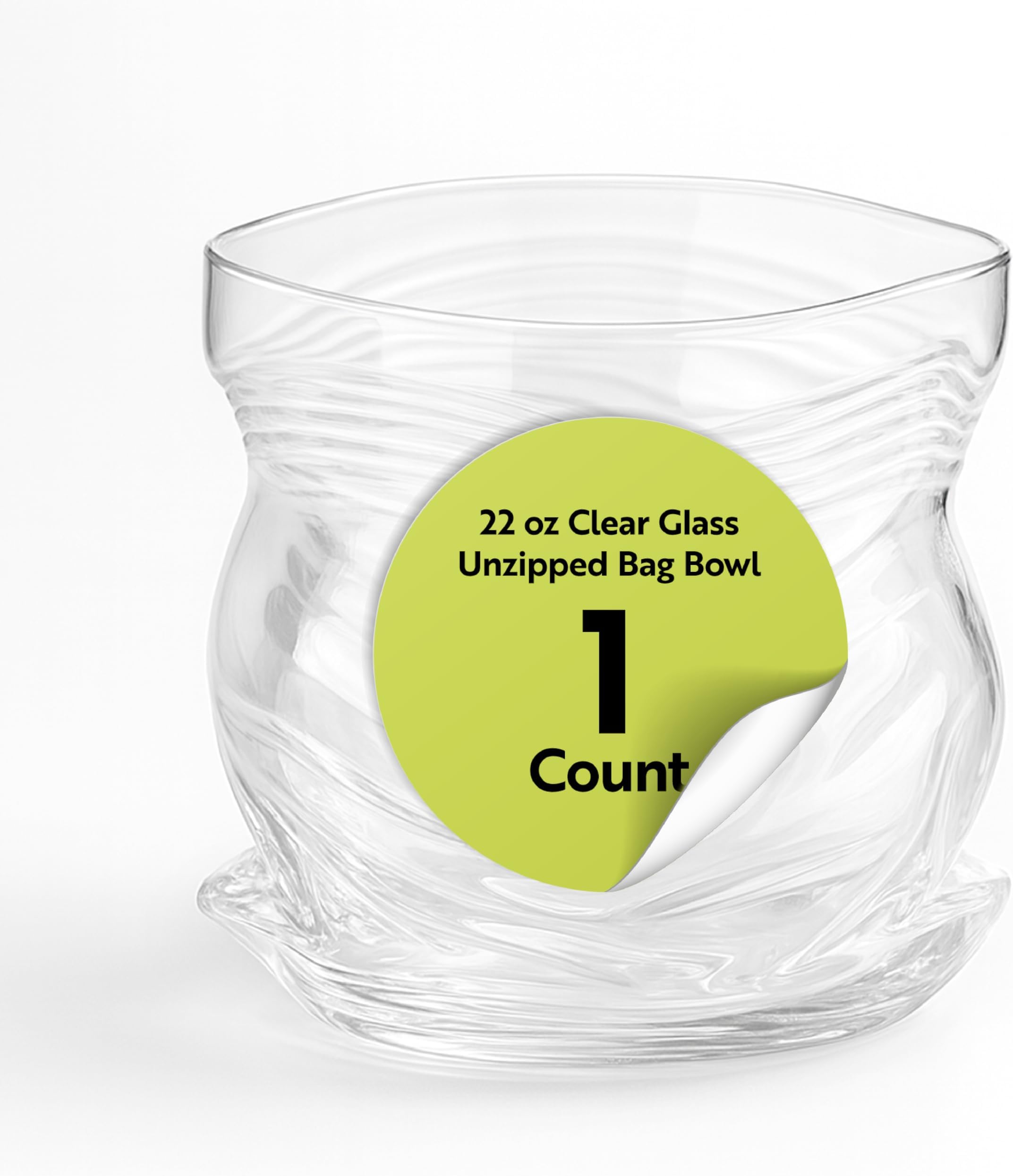 Restaurantware Clear Glass Bowl 22 oz Crinkle Edge Unzipped Bag Bowl Creative Serving Dish Dishwasher Safe Transparent Glass and Microwave-Safe Container for Serving Desserts, Candies