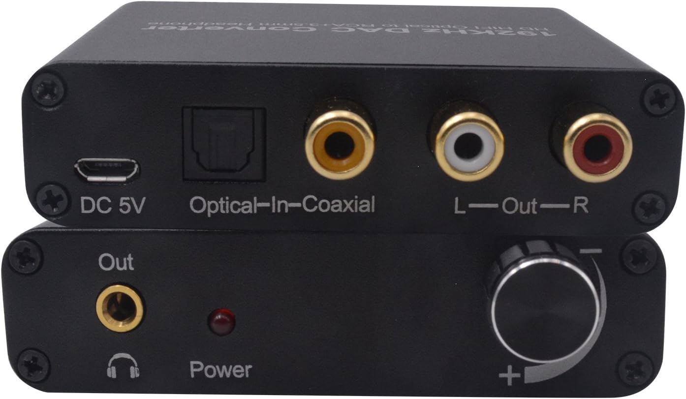 ZEXMTE Digital Audio Converter 192kHz DAC 3.5mm Jack Audio Adapter for HDTV