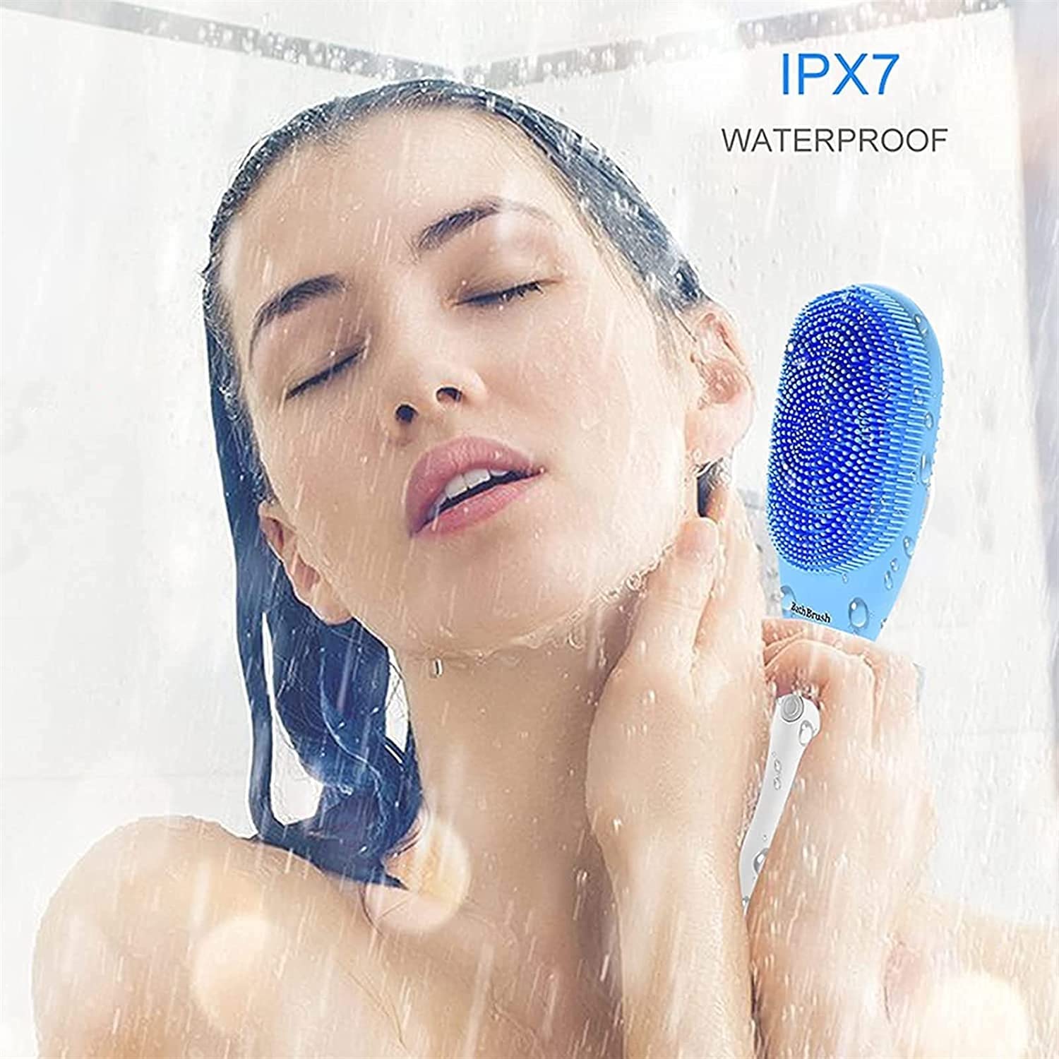 Cepillo de baño eléctrico Cepillo de Ducha con Carga USB Cepillos de baño y Cuerpo de Mango Largo Cepillo de Masaje Impermeable Limpiar Exfoliante Mejorar la circulación