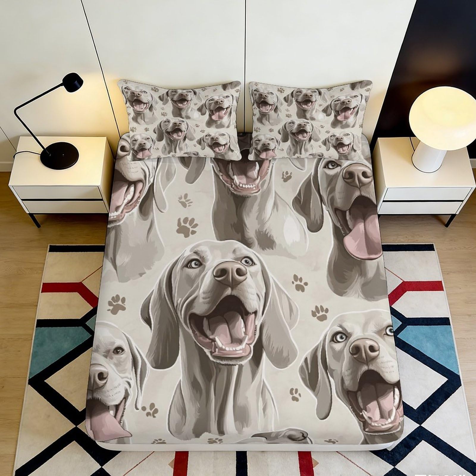 Uxinyoume Style-9 3D Printed Dog Paw Fitted Sheet Microfiber Soft Breathable Puppy Pattern Mattress Cover For Bedroom Dorm Mattress Protection Decor 90X200x25cm