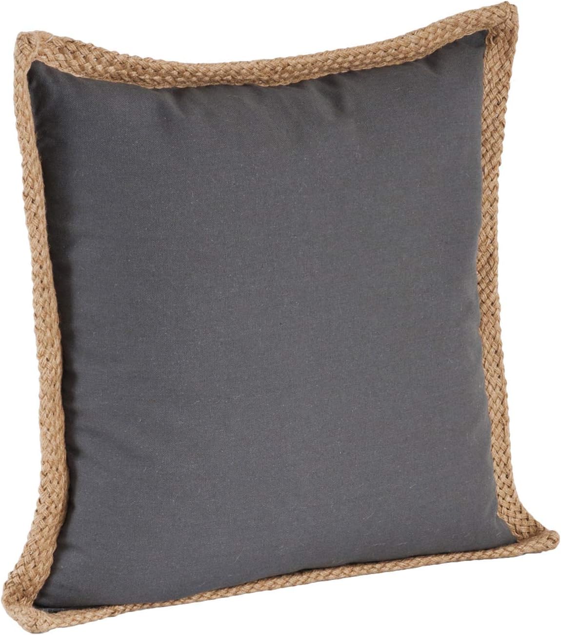 Fennco Styles 20" Jute Braided Cotton Throw Pillow, Down Filler Included - Slate Accent Pillow for Home, Couch, Living Room, Bedroom and Office Décor