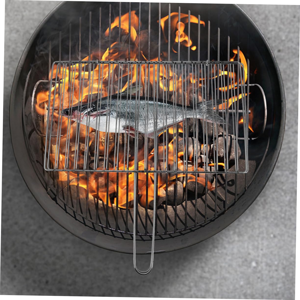 TOYANDONA Cestello per Griglia in Acciaio Inox Spesso per Barbecue All'aperto, con Manico Ergonomico, Rete Antiaderente per Pesce, Carne e Verdure, Accessorio per Grigliate da Campeggio