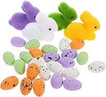 EXCEART 28pcs Colorful Easter Eggs and Bunny for Festive Decorations Lightweight Stuffers for Parties Craft Projects and Seasonal Celebrations
