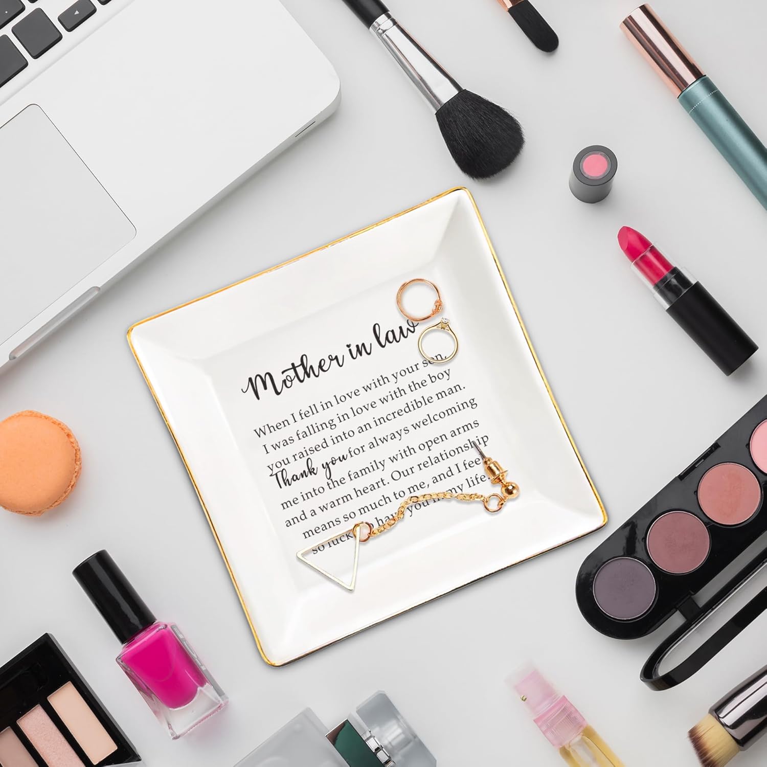 Ceramic Ring Dish Gifts for Mother in Law from Bride, Wedding Keepsake for Mother of the Groom, Birthday Christmas Gift for Mother in Law from Daughter in Law, Bridal Shower Gift for Future Mom - Image 3