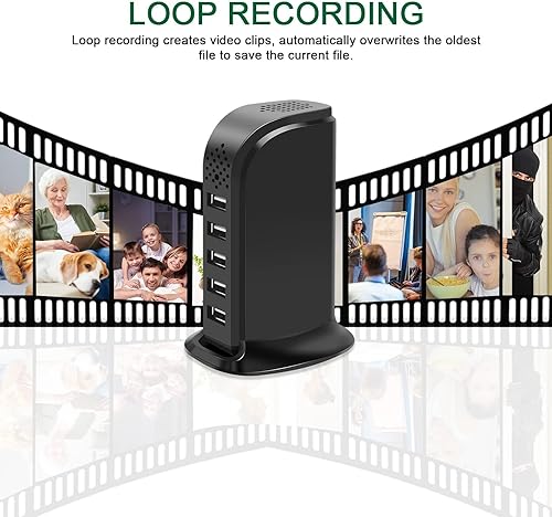 Miniatura 3 de Cargador de cámara oculta, cámara espía portátil de seguridad WiFi 1080P, mini cámara de niñera con bucle para vigilancia interior de hasta 128 GB