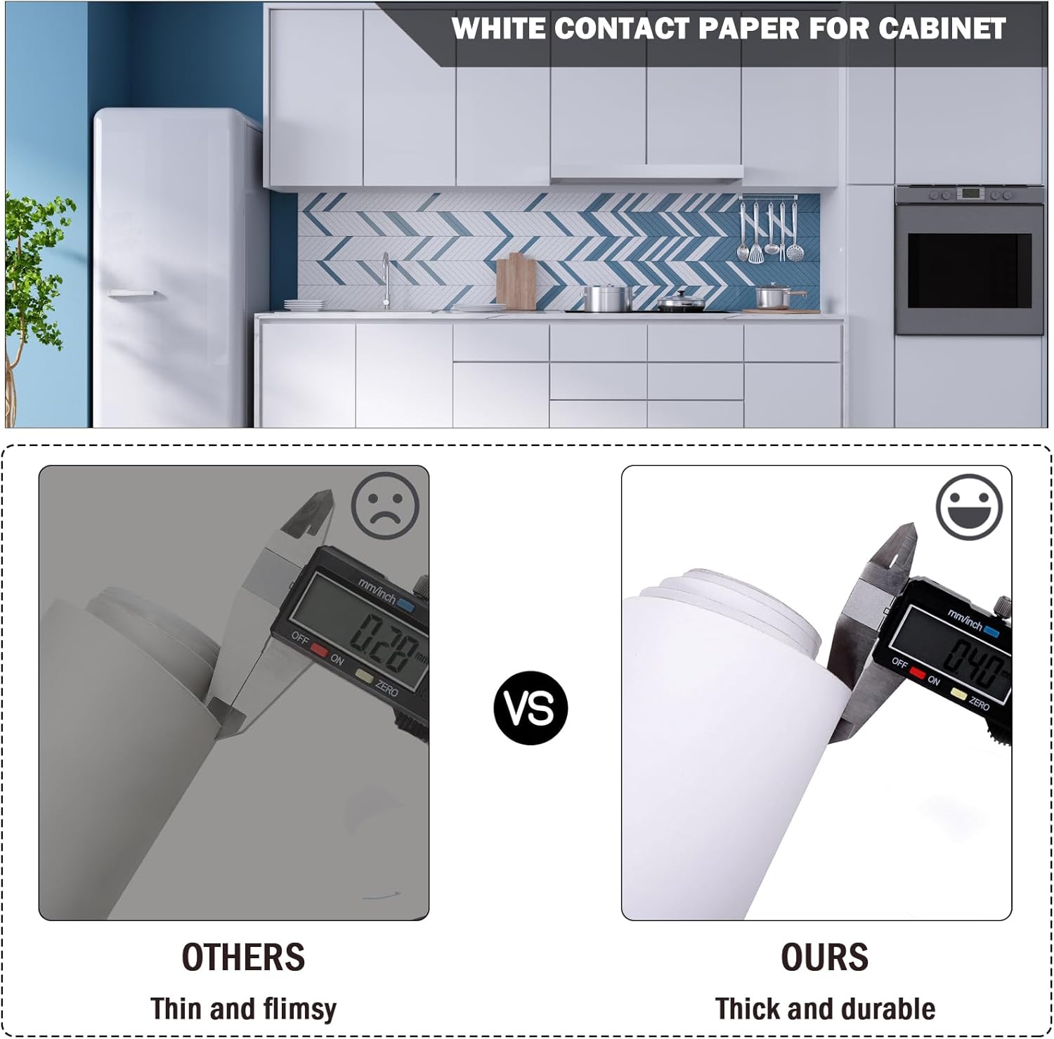 Oxdigi White Contact Paper Peel and Stick 23.6"x196" - Thick Wallpaper Self-Adhesive Vinyl Film for Cabinets, Wall, Old Furniture