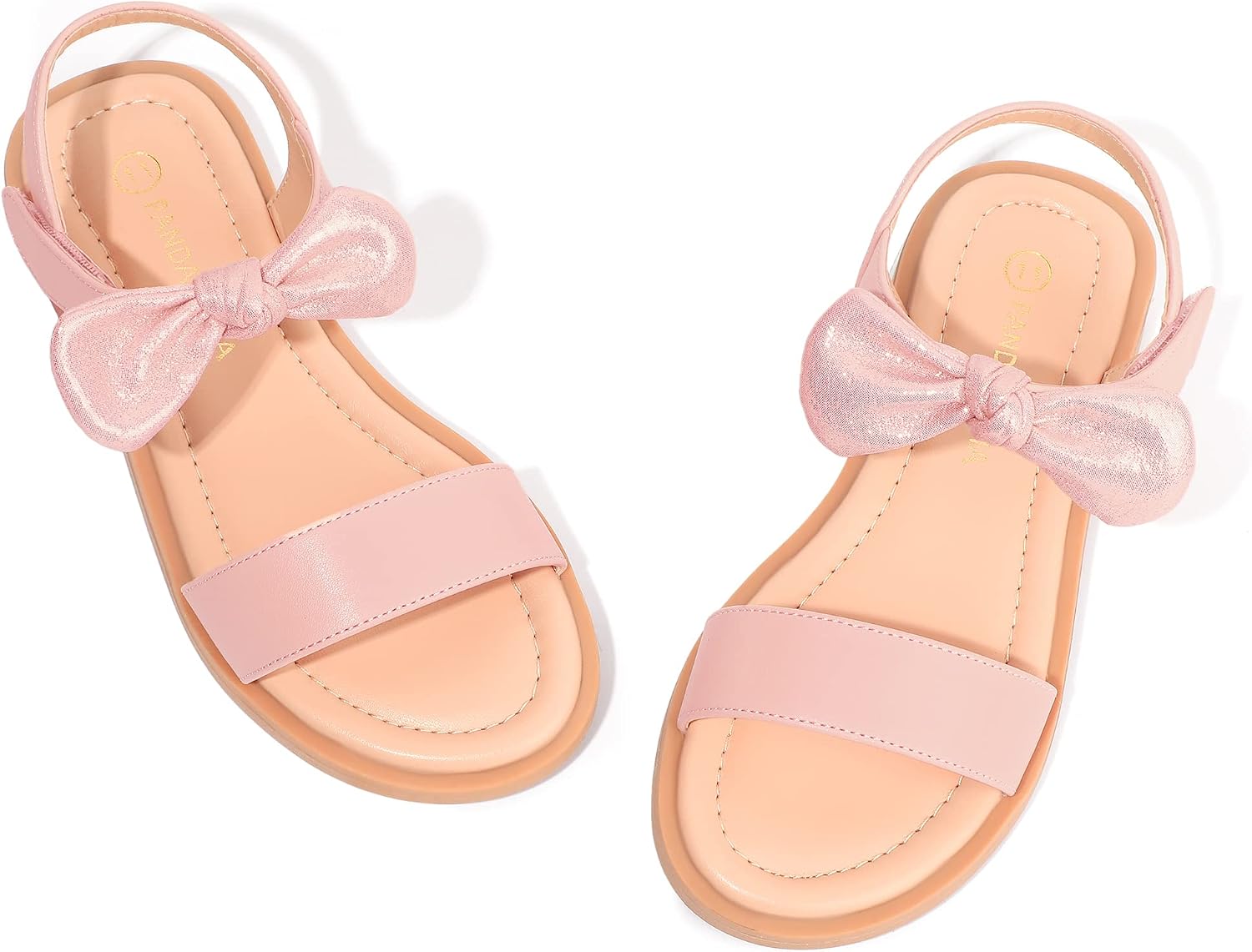PANDANINJIA Gina Girls Sandals Open Toe Summer Flats Dress Sandals Shoes Toddler/Little Kid/Big Kid