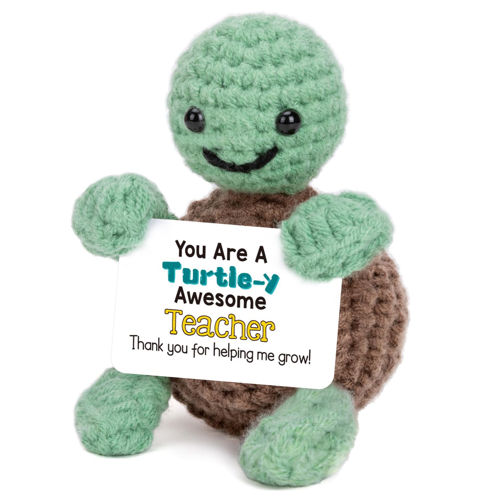 Yunvisty Teacher Gifts Handcrafted Cute Crochet Positive Turtle For Women, Men, Appreciation Graduation Birthday Retirement Leaving Gift For Teacher Mentor Thank You Teachers Day Birthday Graduation