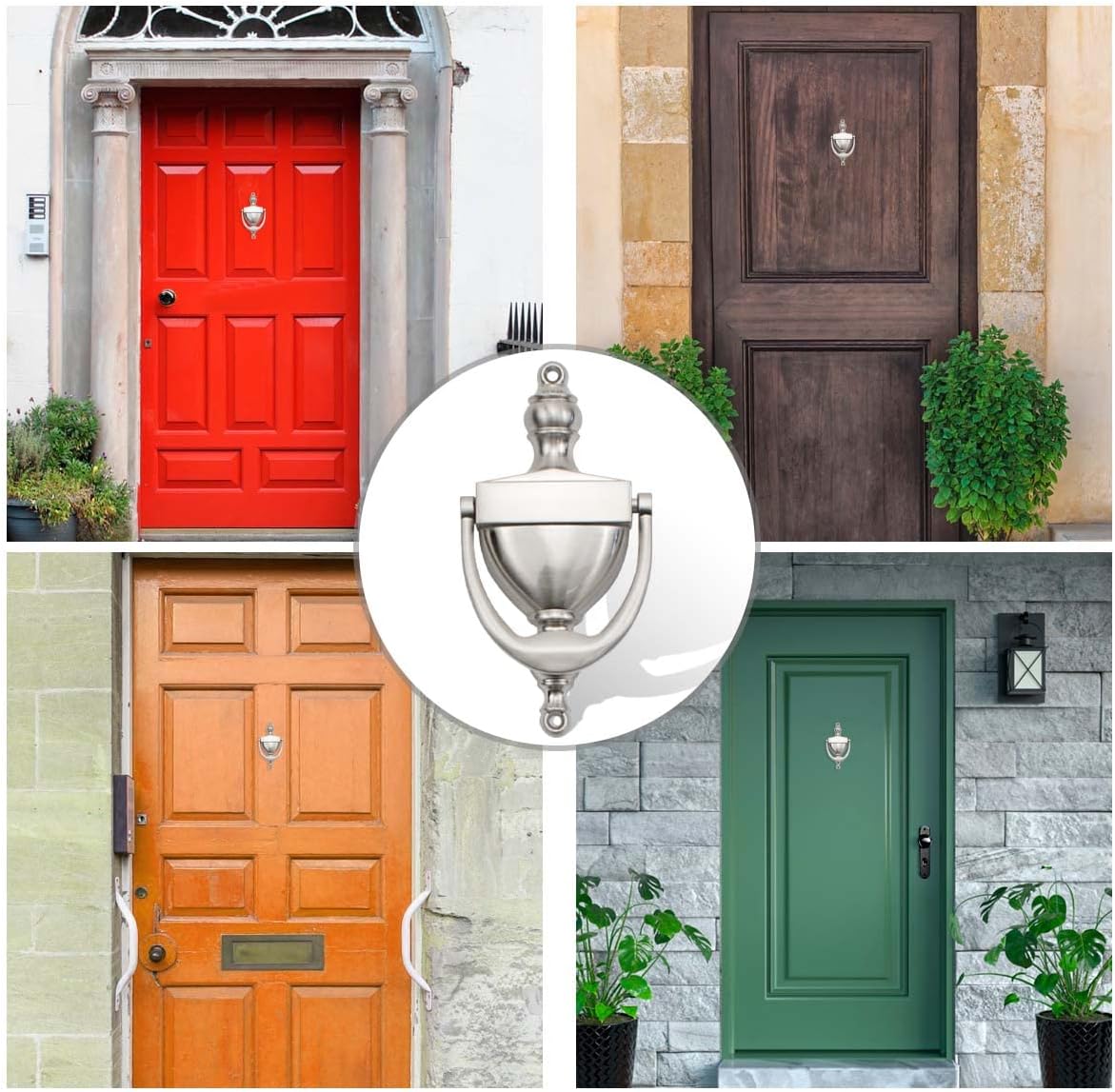 SANATO Nickel Door Knocker Hardware Door Knockers for Front Door, 6.2 inch Height (6.2" Height, Nickel)