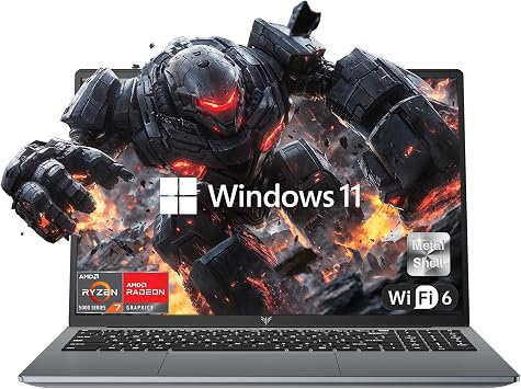 KAIGERR 2025 Laptop, Laptop with AMD Ryzen 7 5700U 8C/16T, Up to 4.3GHz, 16GB RAM 512GB NVMe SSD Laptop Computer, Radeon RX Vega 8 Graphics, 16.0-inch FHD Display, WiFi 6, 53Wh Battery, Backlit KB