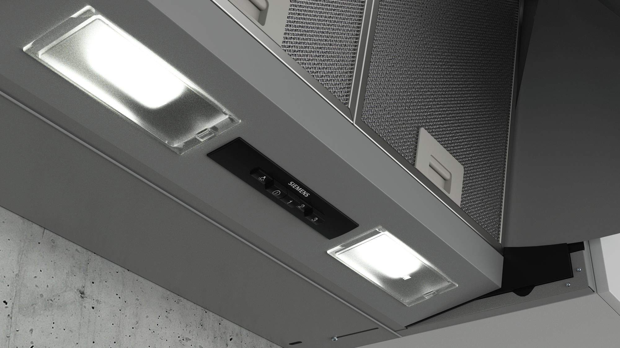 Siemens LE66MAC00 - Cappa aspirante, 59,9 cm, filtro antigrasso in metallo, interruttore a pulsante, colore: Argento