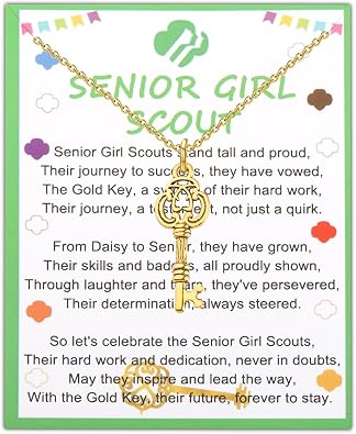 BAUNA Scout Gold Key Necklace Scout Gold Award Gift Scout Bridging Necklace