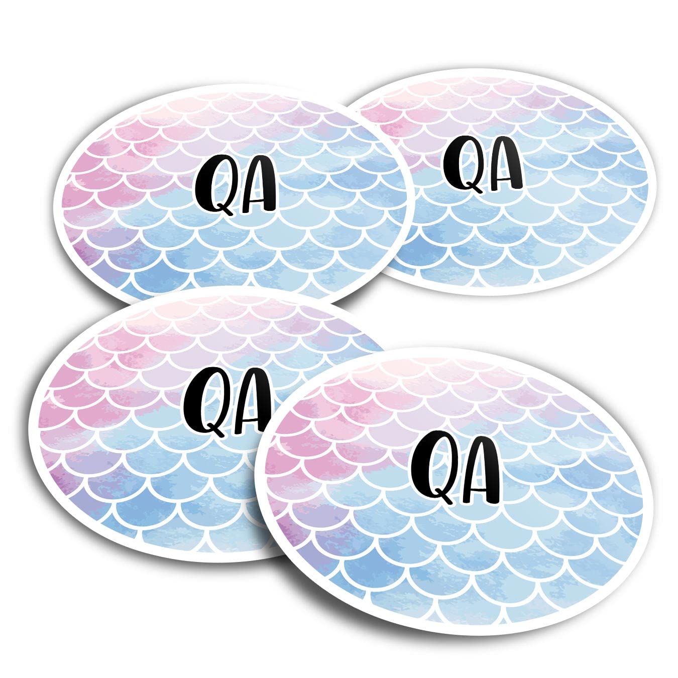 4 x 10cm Vinyl Stickers Set - Letters QA Mermaid Scales Fish Sea Lettering Name Travel Scrapbooking Gift Decal Wall Art Self Adhesive Waterproof #278017