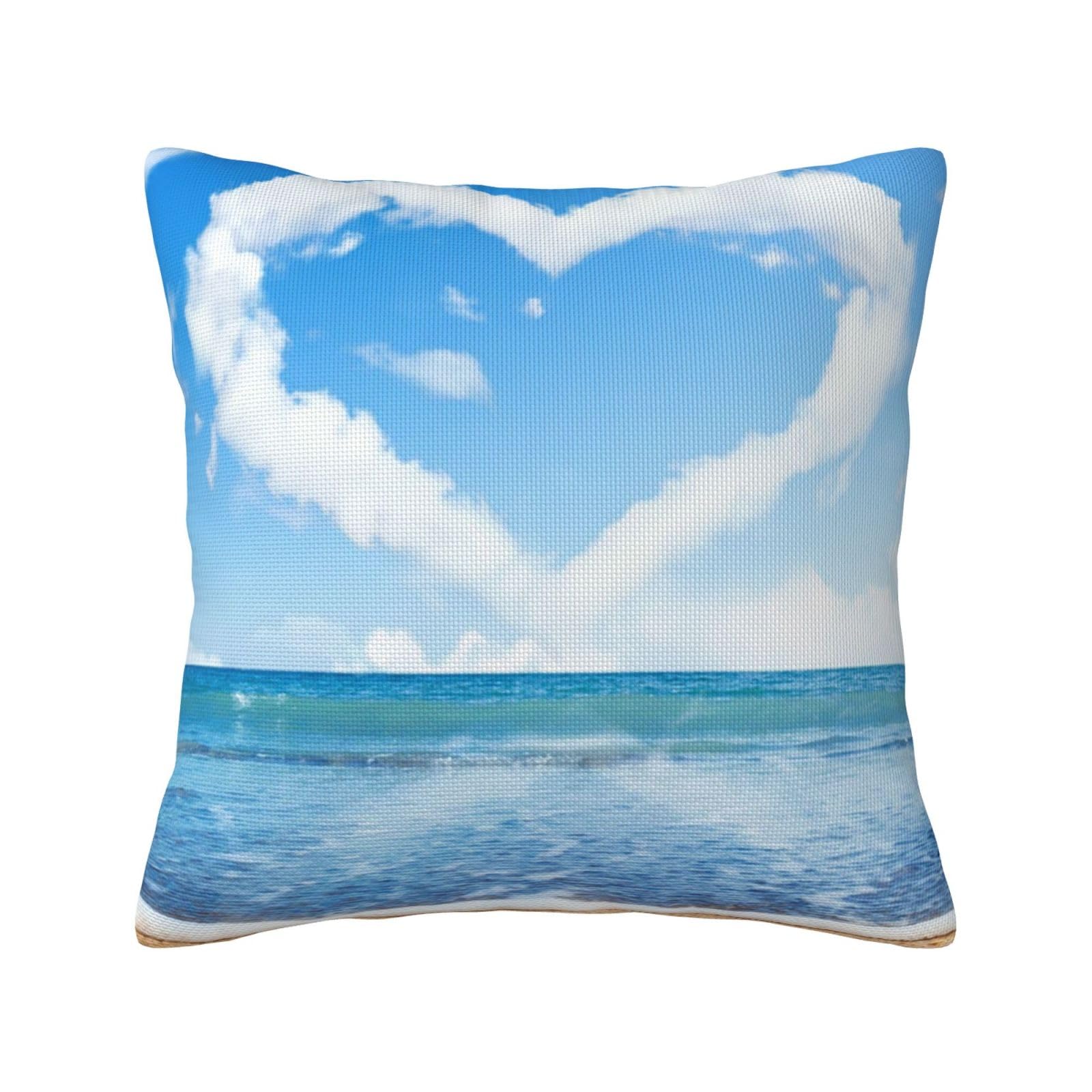 Taie d'oreiller en cœur plage romantique pour raviver la décoration fade d'un salon