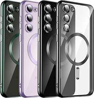 جراب ماجسيف مغناطيسي مع عدسة كاميرا متوافق مع سامسونج جالاكسي S24 من جولدن ماسك (أسود)، سيليكون