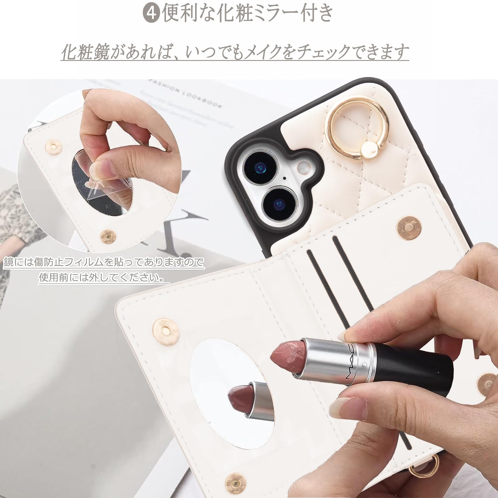 Amazon.co.jp: iPhone16 ケース 手帳型 ショルダー ストラップ付き