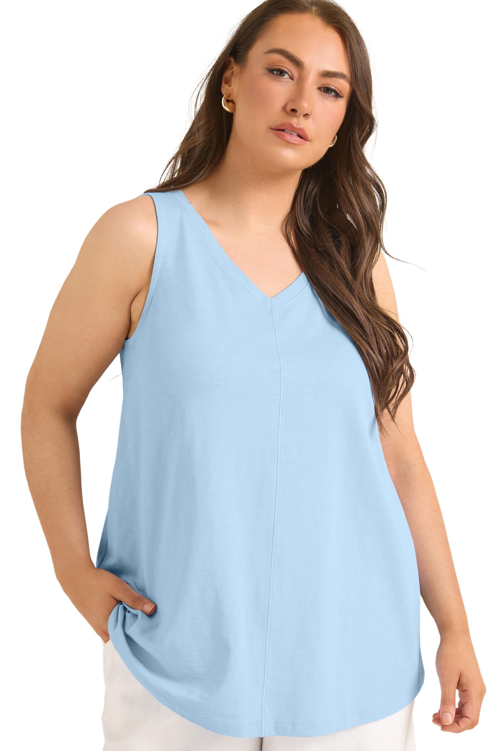 Evans Women's Blue Curve Premium Cotton Vest Top Size 22-24