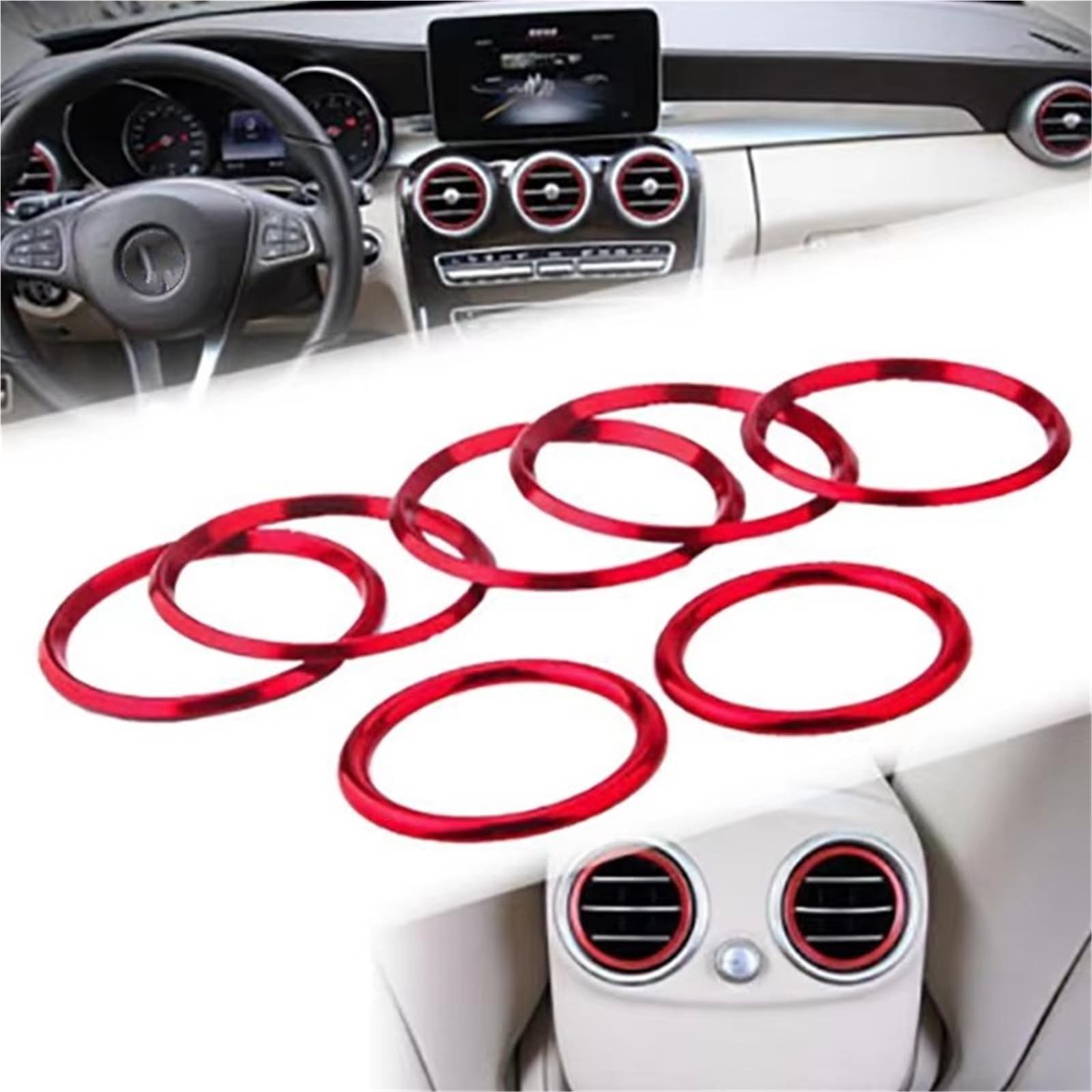 Compatible Con Benz Para Clase C W205 C300 2015 2016 2017 2018 2019 2020 2021 Cubierta Anillo Salida Ventilación Aire CA Para Automóvil Embellecedor
