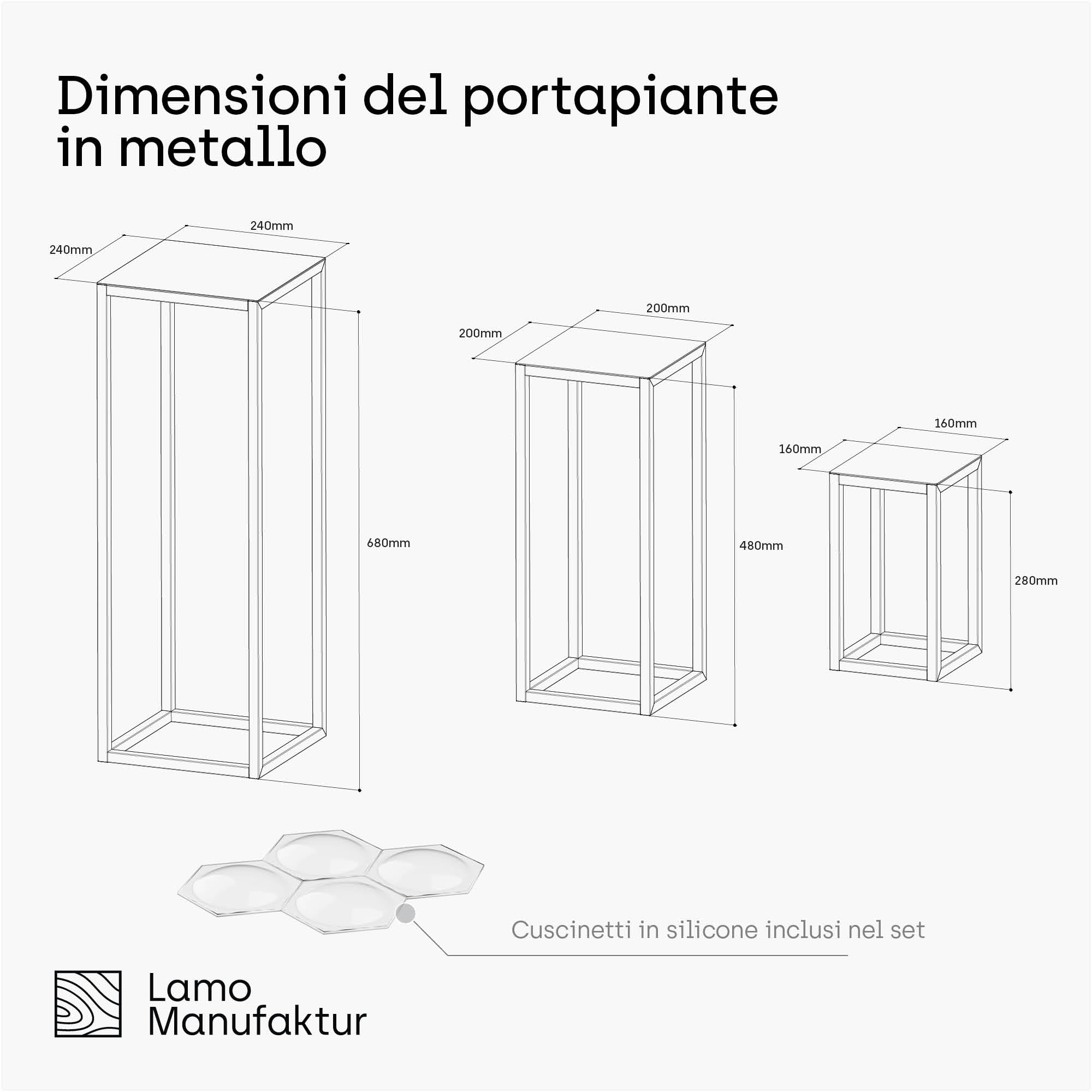 LAMO Manufaktur Set di 3 supporti per piante 28/48/68 cm - Porta fiori in metallo bianco | Portavasi da interno design moderno, tavolino per sculture e decorazioni | Mobile tavolino per piante