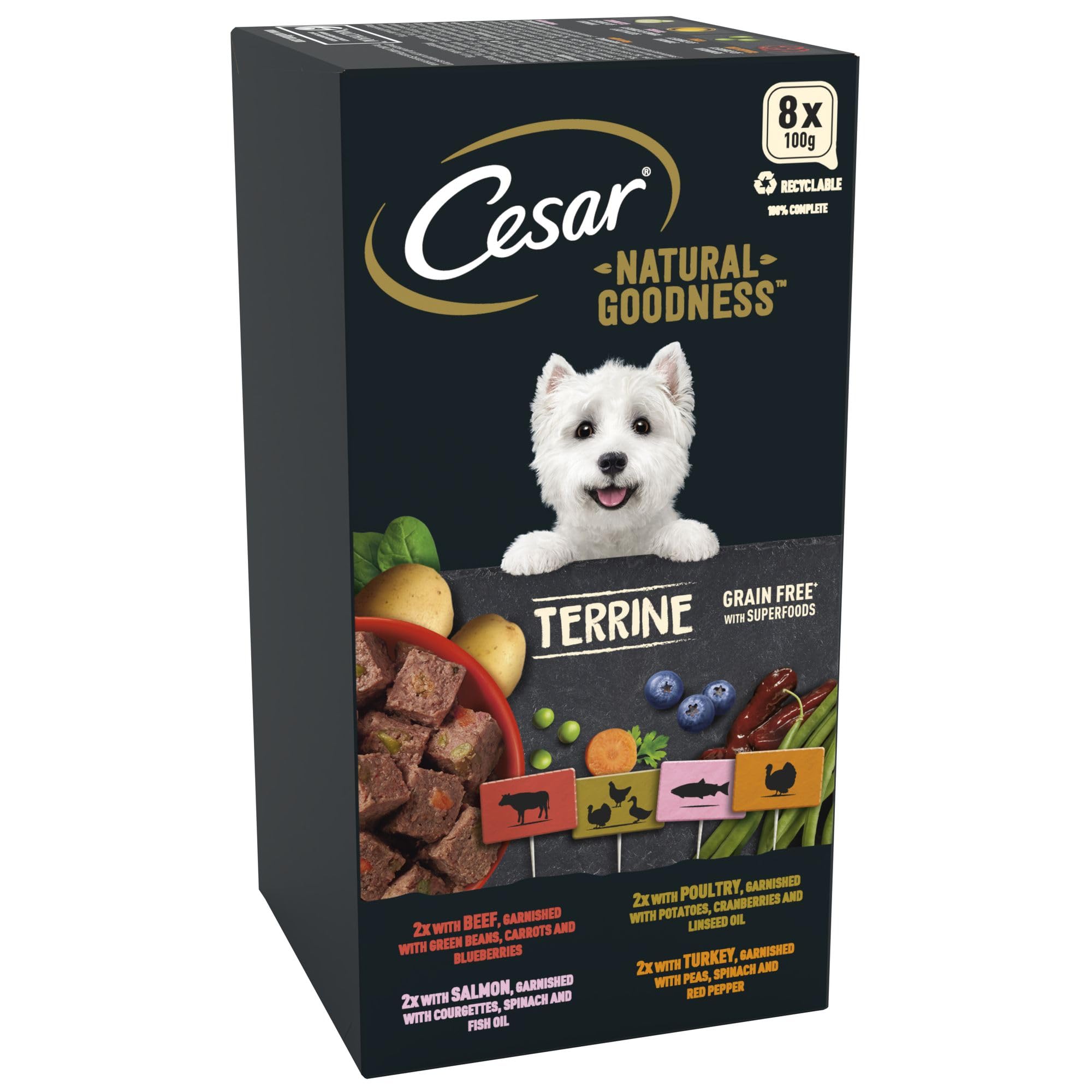 Cesar Natural Goodness Mixed Selection- Wet Dog Food - for Adult Dogs - in Loaf - 24 x 100 g