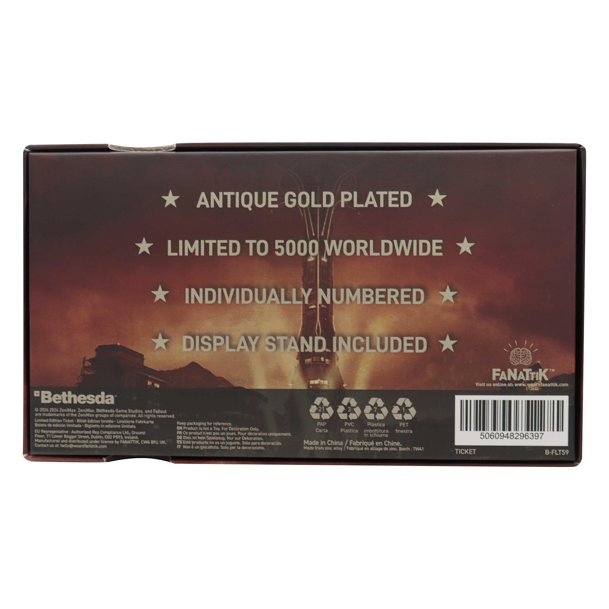 FaNaTtik Fallout: New Vegas NCR $20 Metal Replica In-World Bill - Edizione limitata in metallo da collezione, numerata, espositore incluso