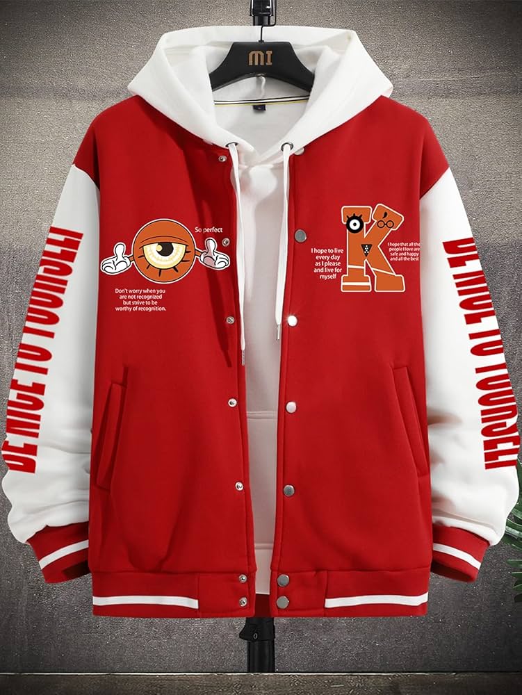 Amazon.com: BAMZOK Jackets for Men - Men Cartoon & Slogan