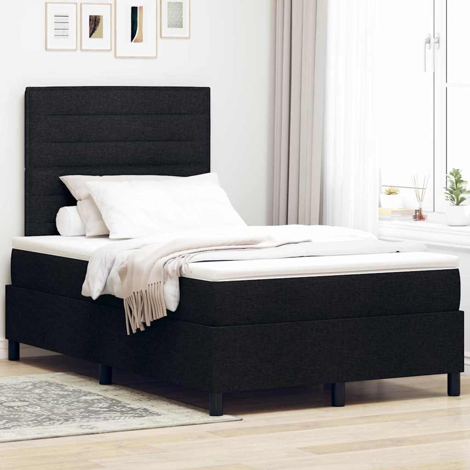 Fasba Cama con somier y colchón LED Negra 120x200 cm Tela