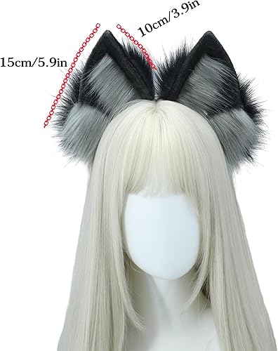 Miniatura 4 de Diadema de orejas de lobo, orejas de zorro y orejas de gato, diadema de animal para cosplay, accesorios de disfraz de Halloween y Navidad