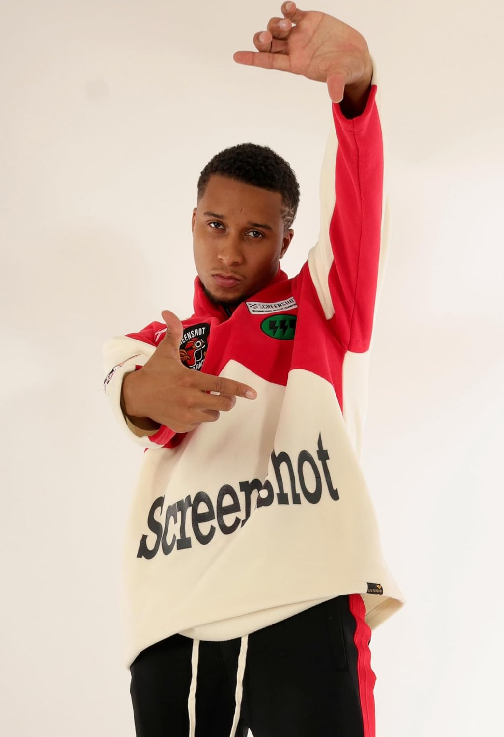 SCREENSHOT FLEECE HOODIE 3202 Mens Urban Streetwear Graffiti Embroidery Patch Fleece Pullover Hoodie Sweatshirt Top - Image 4