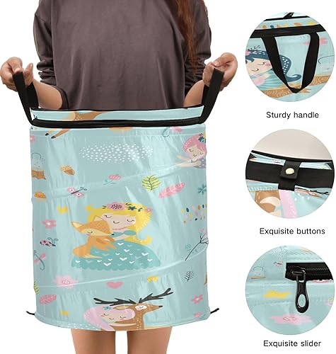 Miniatura 3 de Rack 15 galones plegable cesta de lavandería para niño Patrón infantil Hadas del bosque Bebé, cesto de ropa sucia para nia