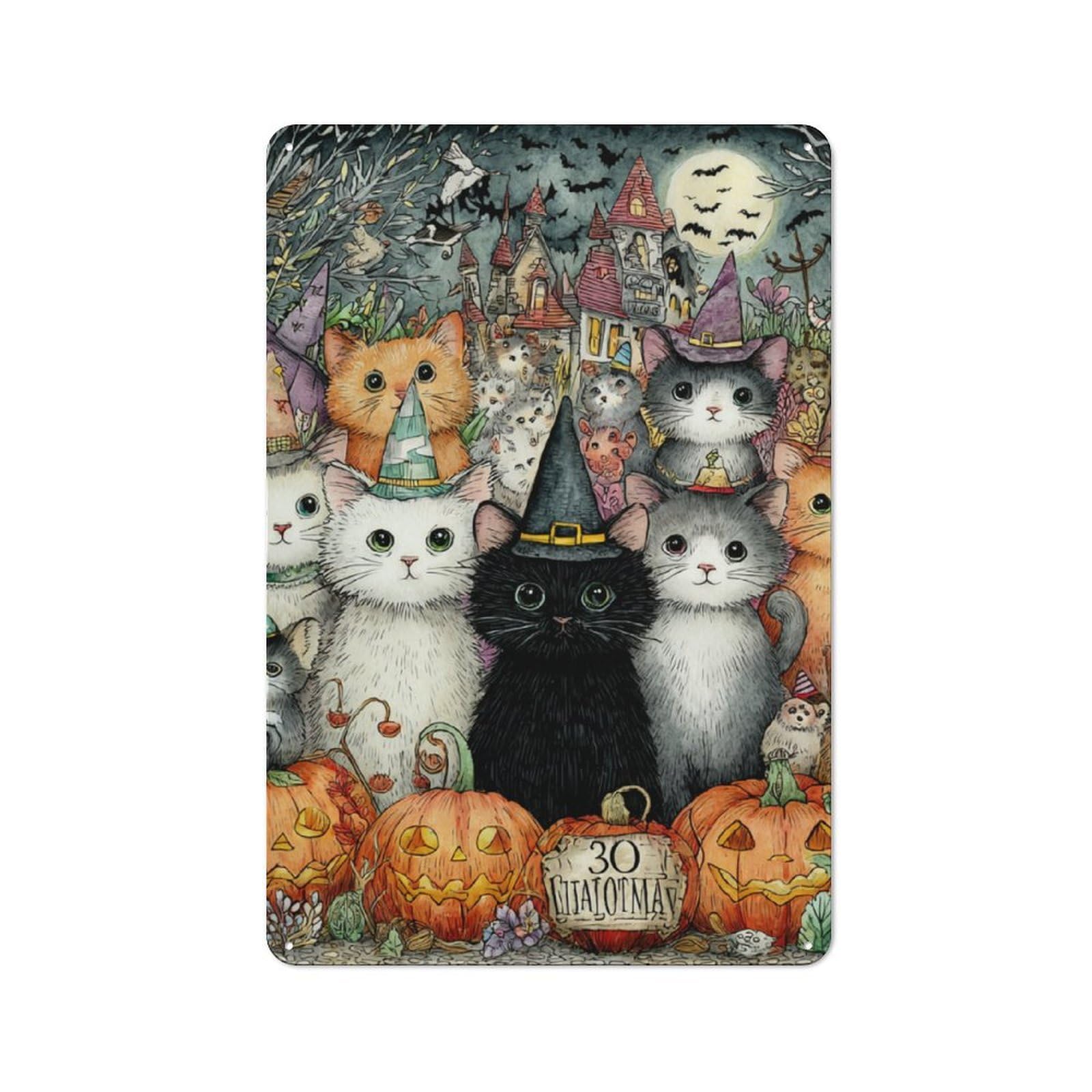 Junmoney Whisker Halloween Metal Plaque 30X20cm With For Garage Wall, Retro Decor, For Themed Interiors In Garages And Workshops