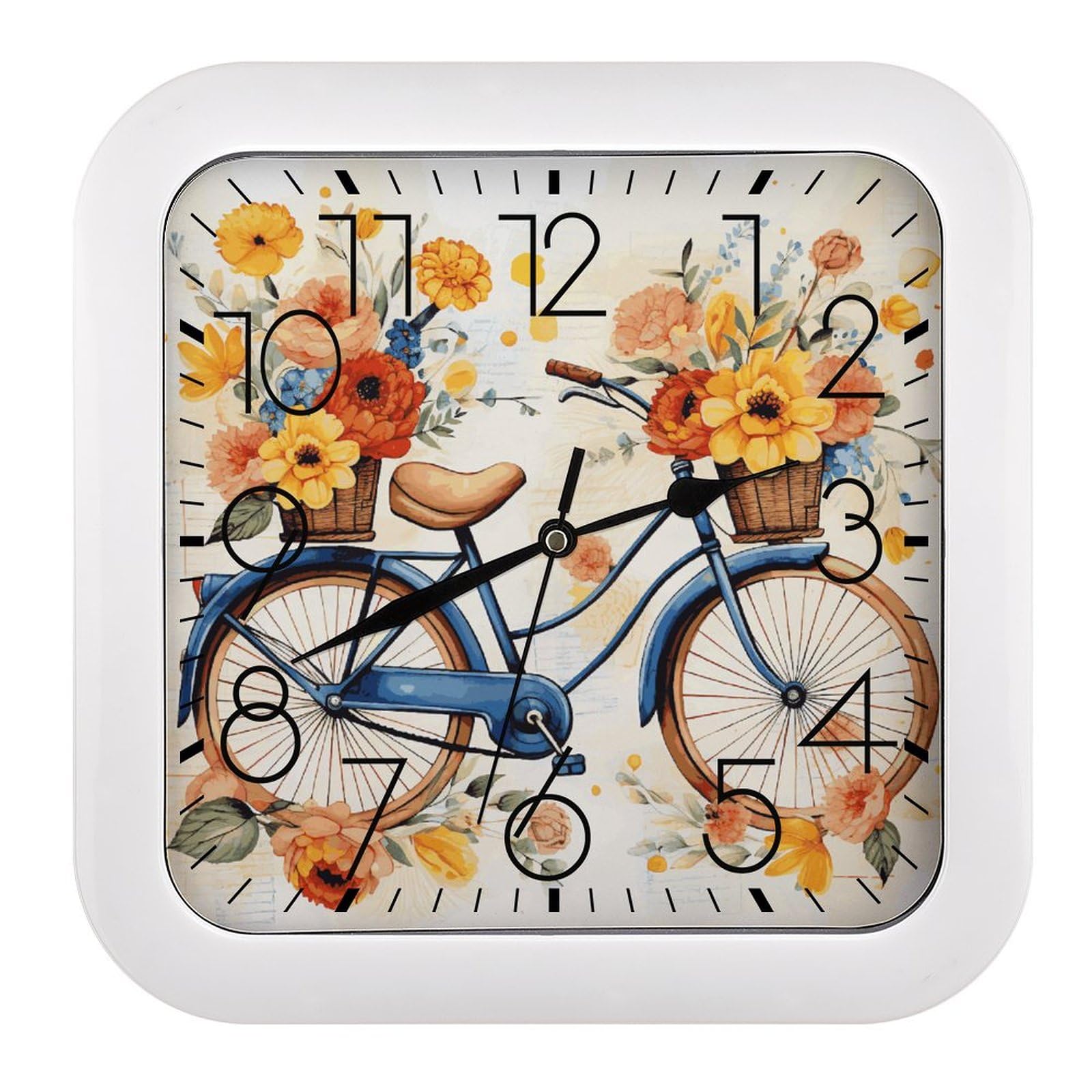 Fini les bruits : horloge murale silencieuse en forme de vélo rétro pour salon