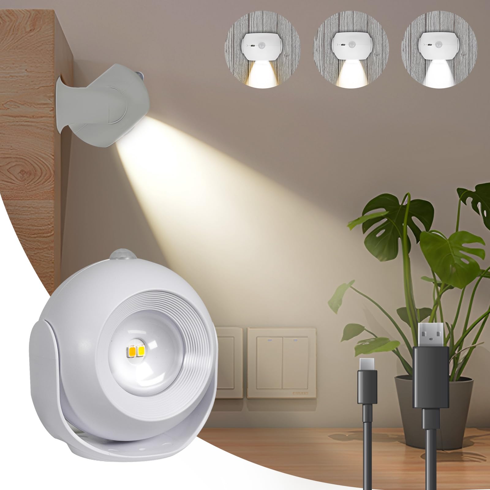 Melofo Motion Sensor Light 1200mAh, Rechargeable Wall Sensor Lights, 1 Pack