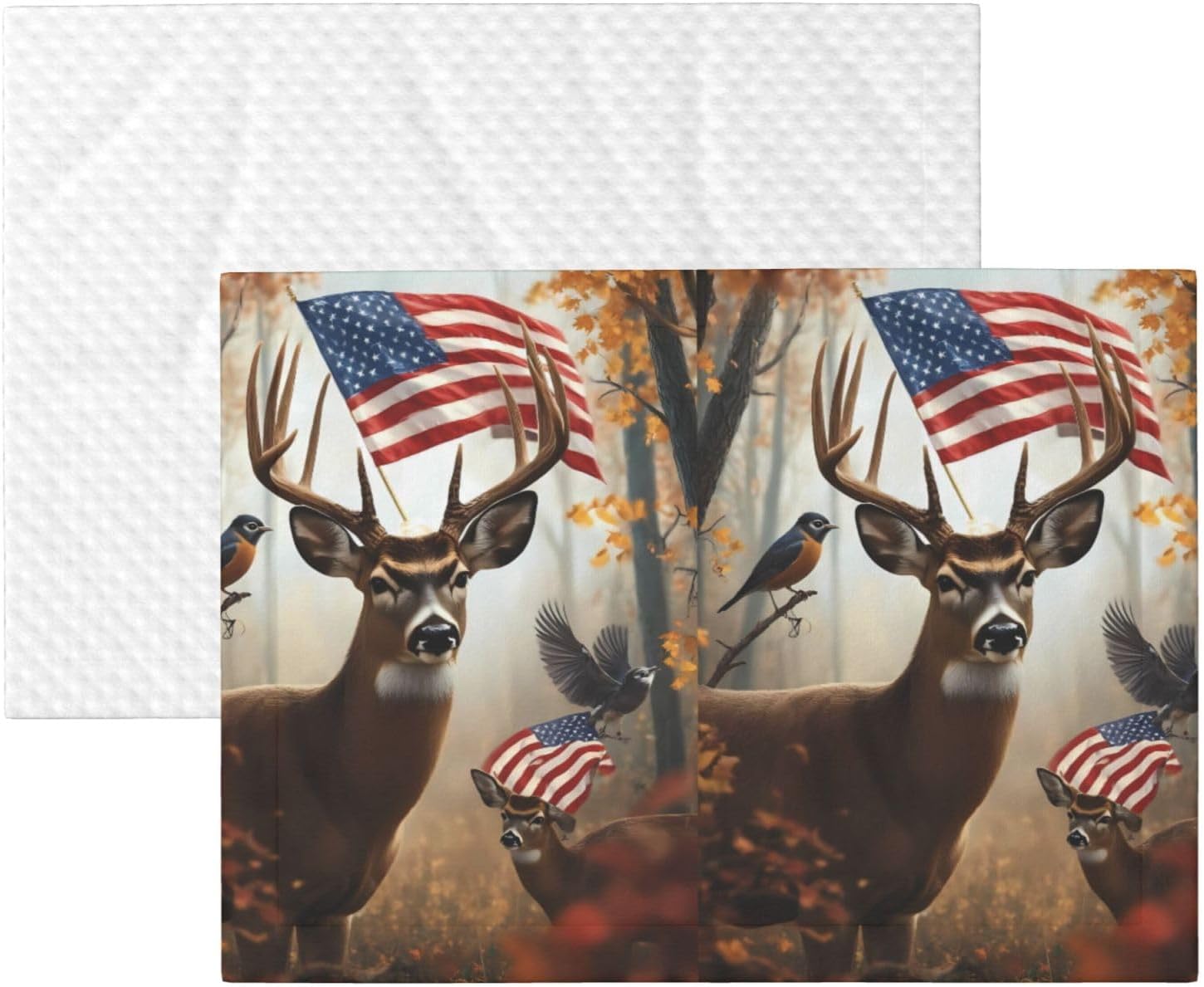 American Wildlife Deer Forest Print Soft Plush Pet Blanket, Washable Dog Blanket, Cat Fleece Throw, Puppy Bed Crate Mat & Sofa Couch Protector - Large