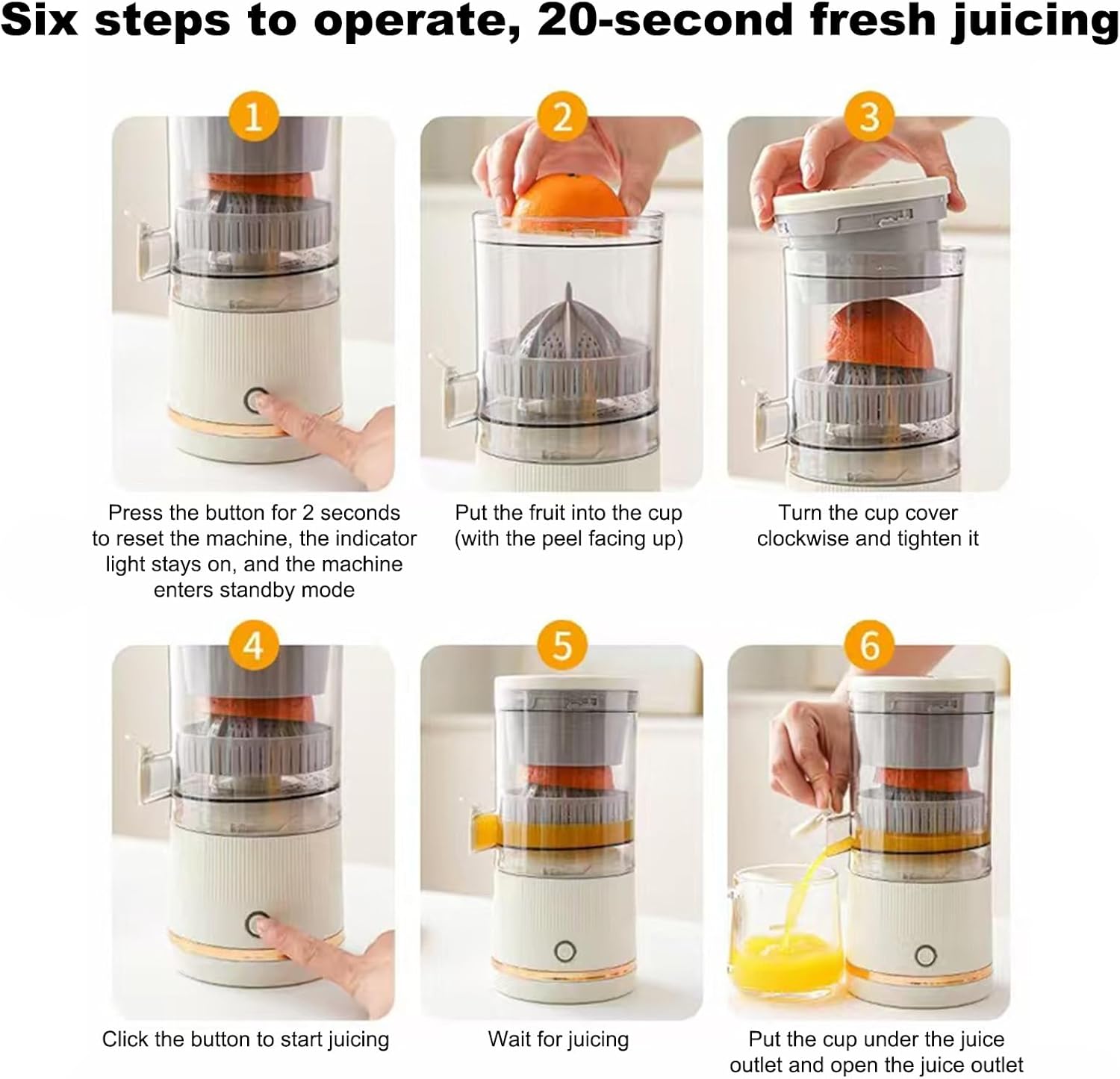 Automatic Separation Juicer - Citrus Fruit Press Machine with Portable Container | 7.4V Orange Juicer Blender for Fruits | Fresh Juice Every Time for Home, Office and Kitchen Use
