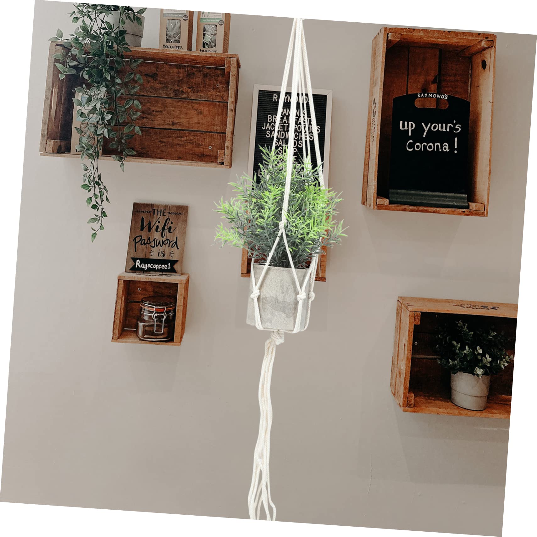 YARNOW 5 Set Di Portavasi Da Appendere in Corda Di Cotone Per Interni Portavasi in Macramè Cestino in Macramè Per Decorazione Da Parete Per Casa 4 Pezzi*5