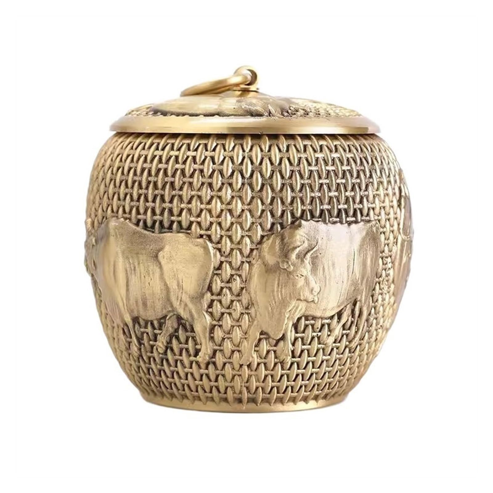 Yqinqin83b One Color Stroage Jar Copper Tea Canister Sealing Storage Box Sugar