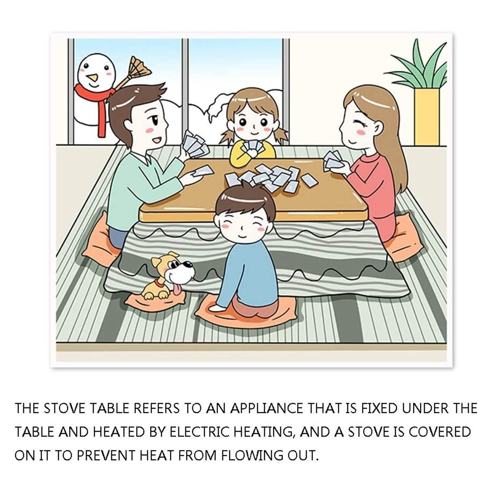 Kotatsu Heizung Futon Set Weiße Bärenmuster -Entwurf Heizungstisch Tatami Kotatsu Tisch Kaffeetische Heizung