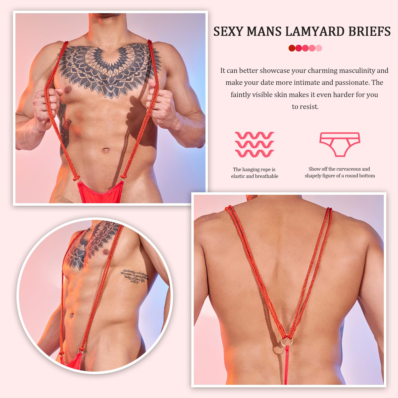 GXNRHG Ropa Interior Sexy para Hombre, Tanga Sexy, suspensorio con Solapa Frontal, Bolsa abultada, Breve, Talla única